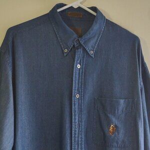 Pendleton Rodeo Long Sleeve Lightweight Denim Shirt Button Up  Men's Large-Long